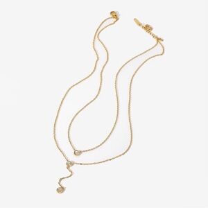 Double Layer Gold Necklace with CZ Drops